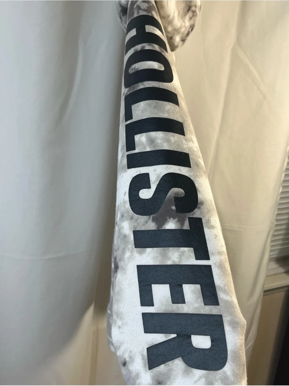 Hollister Men's Gray & Black Tie-Dye Crewneck Hoodie